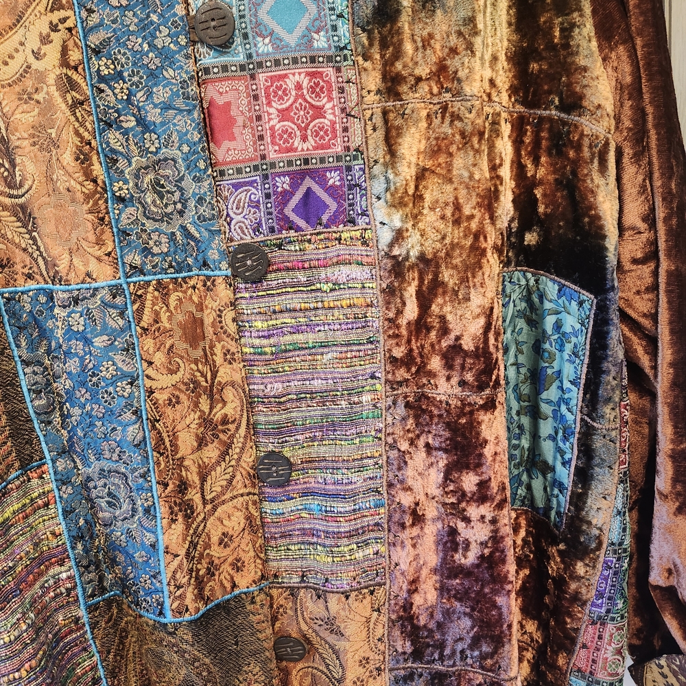 Coldwater Creek Patchwork Velvet Jacket Sz 2X - Picture 3 of 6